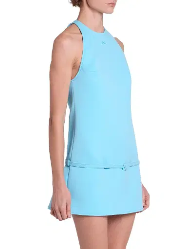 Courreges Women's A-Line Belted Twill Minidress - Aqua | Thumbnail 4