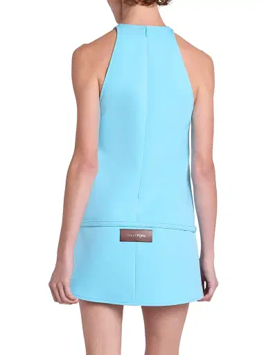 Courreges Women's A-Line Belted Twill Minidress - Aqua | Thumbnail 5