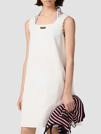 Miu Miu Women's Slubbed Poplin Dress - White | Thumbnail 2