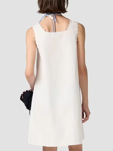 Miu Miu Women's Slubbed Poplin Dress - White | Thumbnail 3