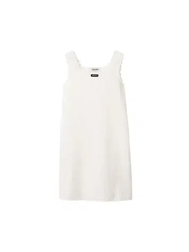 Miu Miu Women's Slubbed Poplin Dress - White | Thumbnail 1