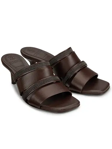 Brunello Cucinelli Women's Beaded Leather Mules | Thumbnail 2 Brunello Cucinelli Women's Beaded Leather Mules | Thumbnail 2