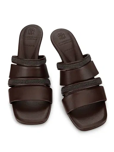 Brunello Cucinelli Women's Beaded Leather Mules | Thumbnail 4 Brunello Cucinelli Women's Beaded Leather Mules | Thumbnail 4