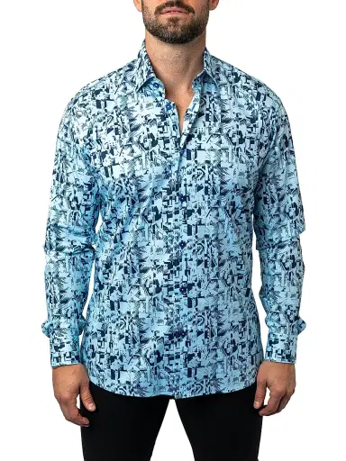 Maceoo Men's Fibonacci Polynesian Shirt - Blue | Thumbnail 2 Maceoo Men's Fibonacci Polynesian Shirt - Blue | Thumbnail 2