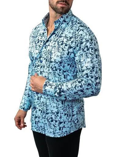 Maceoo Men's Fibonacci Polynesian Shirt - Blue | Thumbnail 6 Maceoo Men's Fibonacci Polynesian Shirt - Blue | Thumbnail 6