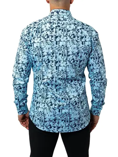 Maceoo Men's Fibonacci Polynesian Shirt - Blue | Thumbnail 7 Maceoo Men's Fibonacci Polynesian Shirt - Blue | Thumbnail 7