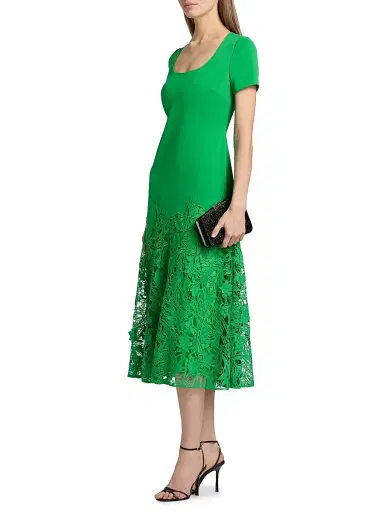 BADGLEY MISCHKA Women's Crepe Guipure Lace Cocktail Dress - Emerald - Size 12 | Thumbnail 4 BADGLEY MISCHKA Women's Crepe Guipure Lace Cocktail Dress - Emerald - Size 12 | Thumbnail 4