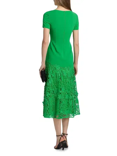 BADGLEY MISCHKA Women's Crepe Guipure Lace Cocktail Dress - Emerald - Size 12 | Thumbnail 5 BADGLEY MISCHKA Women's Crepe Guipure Lace Cocktail Dress - Emerald - Size 12 | Thumbnail 5