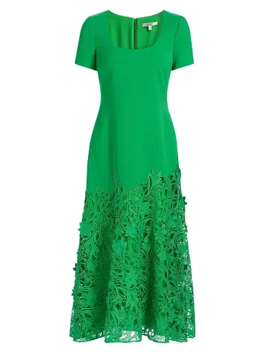 BADGLEY MISCHKA Women's Crepe Guipure Lace Cocktail Dress - Emerald - Size 12 | Thumbnail 1 BADGLEY MISCHKA Women's Crepe Guipure Lace Cocktail Dress - Emerald - Size 12 | Thumbnail 1