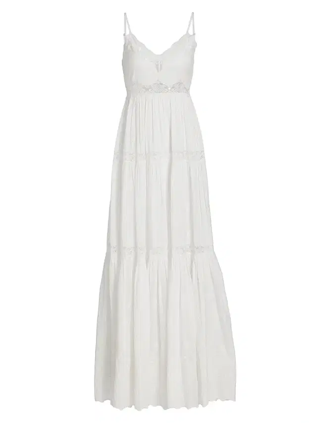 LoveShackFancy Women's Espa Lace-Trim Cotton Maxi Dress - Optic White