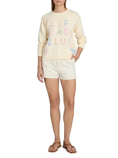 LoveShackFancy Women's Kora Cotton Pullover Sweater - Marine Dusk - Size XL | Thumbnail 2