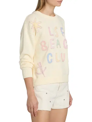 LoveShackFancy Women's Kora Cotton Pullover Sweater - Marine Dusk - Size XL | Thumbnail 4