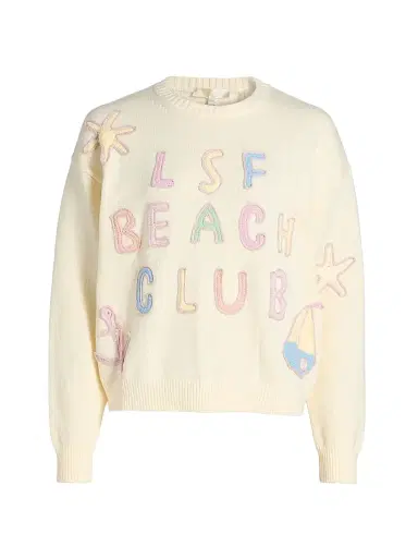 LoveShackFancy Women's Kora Cotton Pullover Sweater - Marine Dusk - Size XL | Thumbnail 1