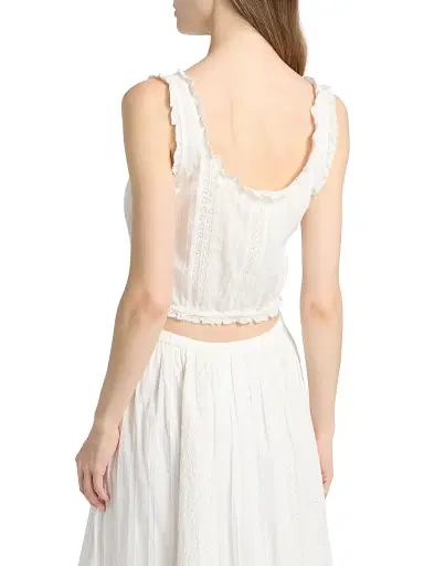 LoveShackFancy Women's Blyss Lace-Trim Cotton Crop Top - Optic White - Size XL | Thumbnail 5