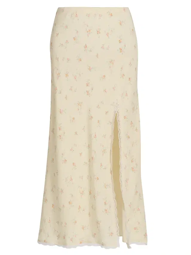 LoveShackFancy Women's Silvia Floral Slit Midi-Skirt - Lemon Haze