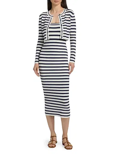 LoveShackFancy Women's Avanette Striped Crop Cardigan - Sailor Night - Size XL | Thumbnail 2