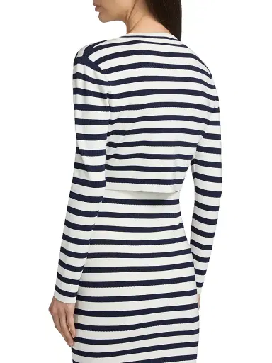 LoveShackFancy Women's Avanette Striped Crop Cardigan - Sailor Night - Size XL | Thumbnail 5