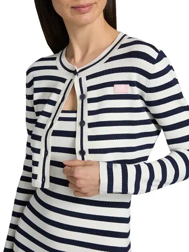 LoveShackFancy Women's Avanette Striped Crop Cardigan - Sailor Night - Size XL | Thumbnail 6