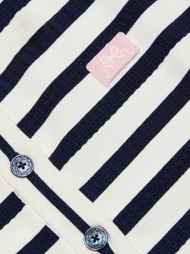 LoveShackFancy Women's Avanette Striped Crop Cardigan - Sailor Night - Size XL | Thumbnail 7