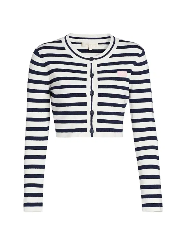 LoveShackFancy Women's Avanette Striped Crop Cardigan - Sailor Night