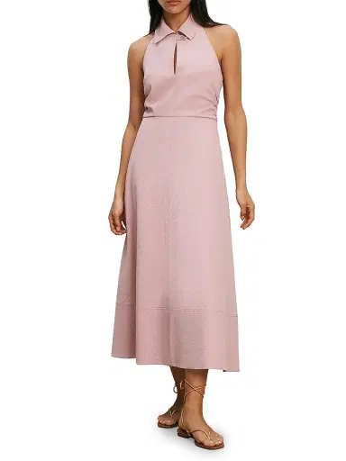 Veronica Beard Women's Marcun Halterneck Stretch-Cotton Midi-Dress | Thumbnail 2
