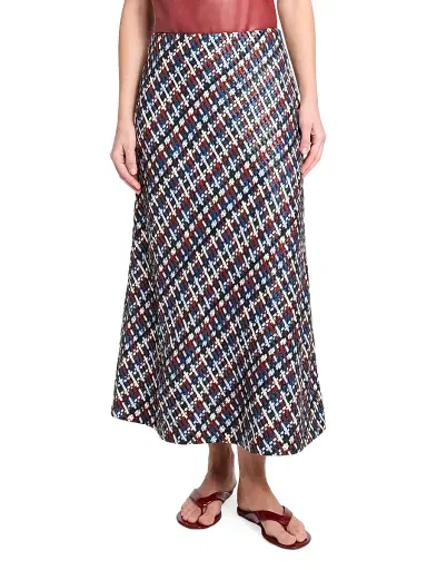 TWP Women's Woven Leather A-Line Midi-Skirt - Blue Multi - Size 2 | Thumbnail 3 TWP Women's Woven Leather A-Line Midi-Skirt - Blue Multi - Size 2 | Thumbnail 3