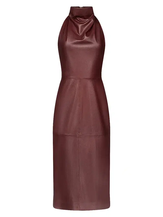 TWP Women's Lola Leather Column Midi-Dress - Red Red Wine