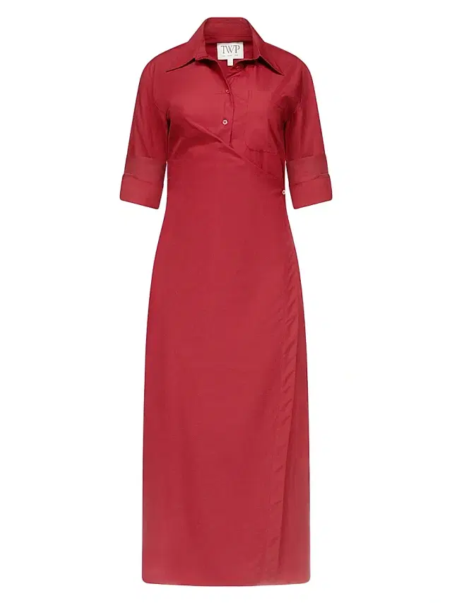 Women's New Earl Cotton Wrap-Style Maxi Shirtdress - Karanda Red