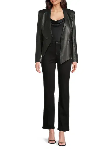 Undra Celeste Women's Vintage Double-Breasted Leather Blazer | Thumbnail 2