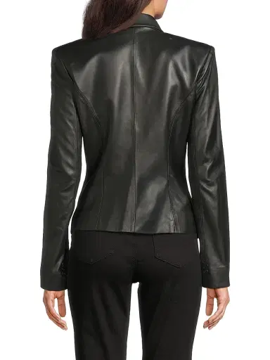 Undra Celeste Women's Vintage Double-Breasted Leather Blazer | Thumbnail 5