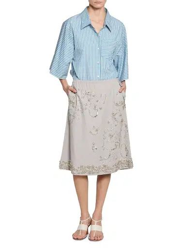 Dries Van Noten Women's Clea Striped Cotton Poplin Shirt - Aqua - Size 4 | Thumbnail 2