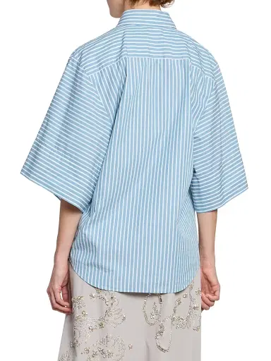 Dries Van Noten Women's Clea Striped Cotton Poplin Shirt - Aqua - Size 4 | Thumbnail 5