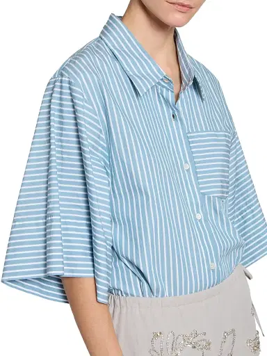 Dries Van Noten Women's Clea Striped Cotton Poplin Shirt - Aqua - Size 4 | Thumbnail 6