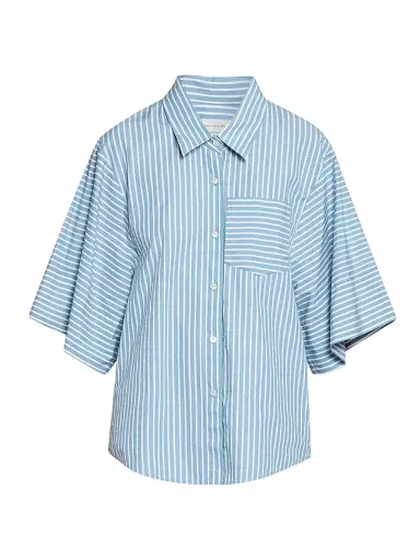 Dries Van Noten Women's Clea Striped Cotton Poplin Shirt - Aqua - Size 4 | Thumbnail 1