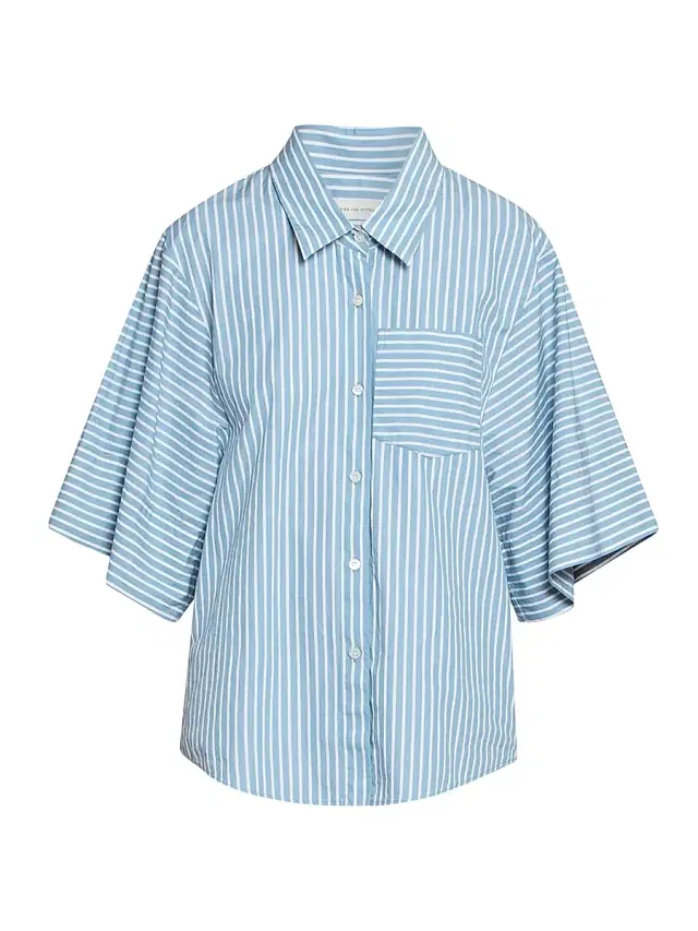 Dries Van Noten Women's Clea Striped Cotton Poplin Shirt - Aqua