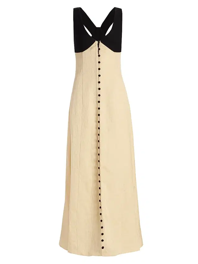 Rosie Assoulin Women's Row, Row, Row Your Buttons Linen-Blend Maxi Dress - Buttercream