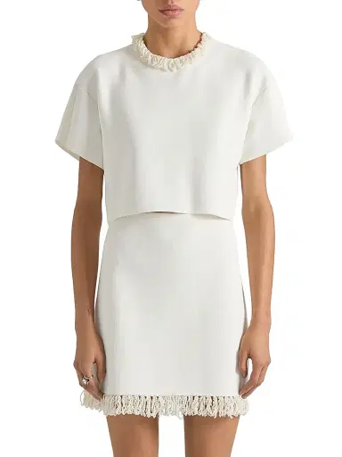 Givenchy Women's Cropped Top in Knit with Embroidered Pearl Collar | Thumbnail 3 Givenchy Women's Cropped Top in Knit with Embroidered Pearl Collar | Thumbnail 3
