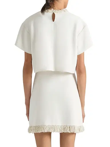 Givenchy Women's Cropped Top in Knit with Embroidered Pearl Collar | Thumbnail 4 Givenchy Women's Cropped Top in Knit with Embroidered Pearl Collar | Thumbnail 4