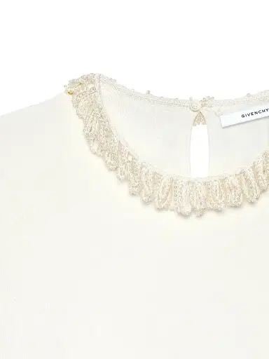 Givenchy Women's Cropped Top in Knit with Embroidered Pearl Collar | Thumbnail 5 Givenchy Women's Cropped Top in Knit with Embroidered Pearl Collar | Thumbnail 5