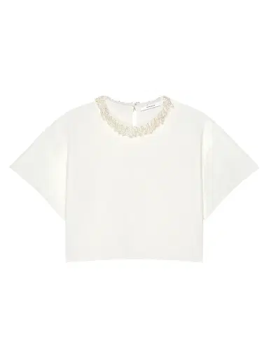 Givenchy Women's Cropped Top in Knit with Embroidered Pearl Collar | Thumbnail 1 Givenchy Women's Cropped Top in Knit with Embroidered Pearl Collar | Thumbnail 1