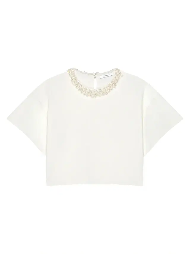 Givenchy Women's Cropped Top in Knit with Embroidered Pearl Collar -