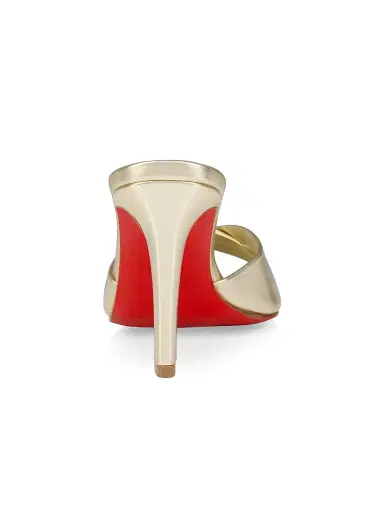 Christian Louboutin Women's Fanny 85MM Leather Mules - Gold | Thumbnail 3