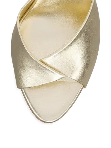 Christian Louboutin Women's Fanny 85MM Leather Mules - Gold | Thumbnail 4