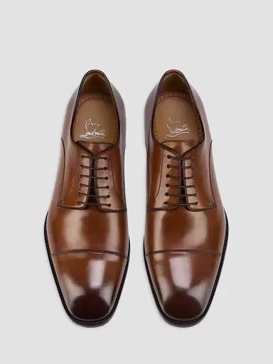 Christian Louboutin Men's Patinated Leather Derbies - Havane - Size 13 | Thumbnail 4 Christian Louboutin Men's Patinated Leather Derbies - Havane - Size 13 | Thumbnail 4