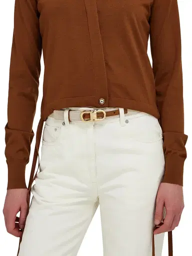 Ferragamo Women's Gancini Buckle Linen-Blend Belt | Thumbnail 2 Ferragamo Women's Gancini Buckle Linen-Blend Belt | Thumbnail 2