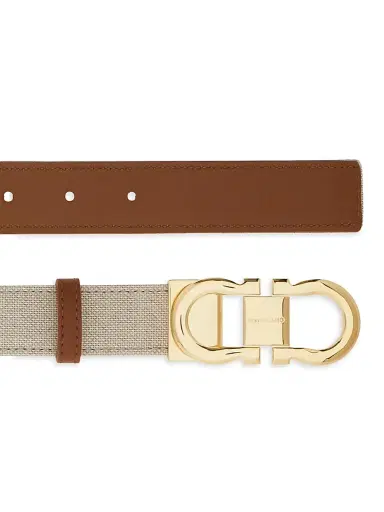 Ferragamo Women's Gancini Buckle Linen-Blend Belt | Thumbnail 4 Ferragamo Women's Gancini Buckle Linen-Blend Belt | Thumbnail 4
