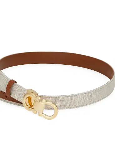 Ferragamo Women's Gancini Buckle Linen-Blend Belt | Thumbnail 5 Ferragamo Women's Gancini Buckle Linen-Blend Belt | Thumbnail 5