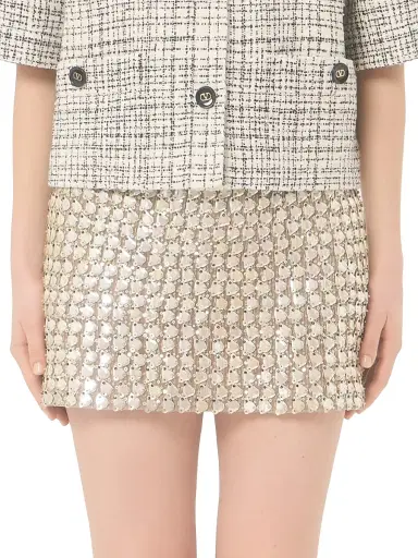 Valentino Garavani Women's Mini Skirt in Embroidered Organza | Thumbnail 3