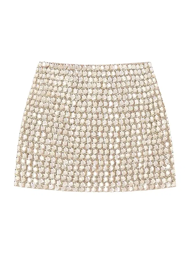 Valentino Garavani Women's Mini Skirt in Embroidered Organza - Silver