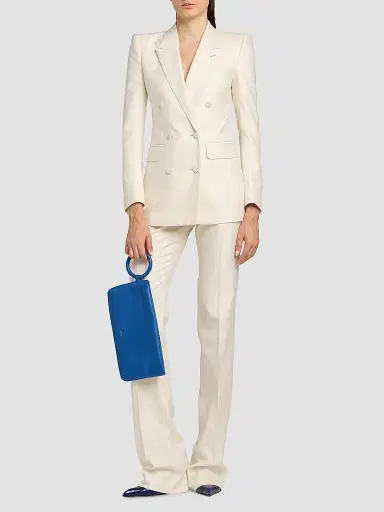 Tom Ford Women's Shadow Striped Wool-Silk Jacket - Yae Cream - Size 6 | Thumbnail 2